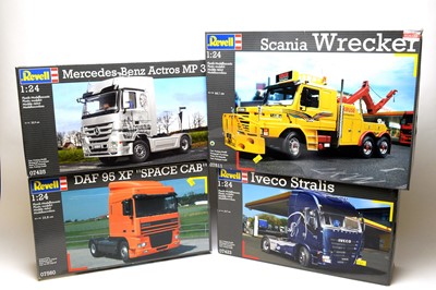 Lot 901 - Four boxed Revell scale model trucks.