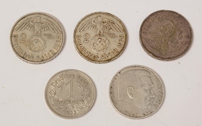 Lot 1038 - Collection of WWII and later German Coins and bank notes