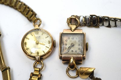 Lot 5 - Four ladies' 9ct gold cased wristwatches