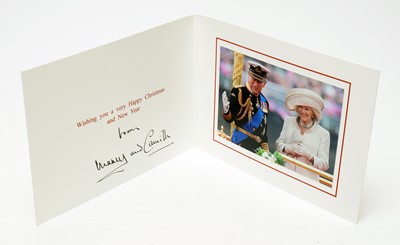 Lot 1313 - HRH Prince Charles and Camilla signed photographic Christmas card