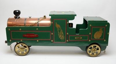 Lot 941 - A hand-built wooden and brass locomotive.