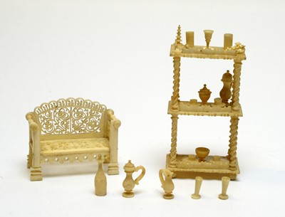 Lot 34 - 19th Century carved ivory miniatures.