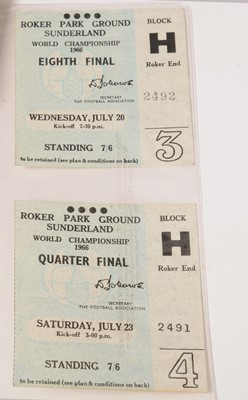 Lot 1243 - A collection of World Cup 1966 ticket stubs for games played at Roker Park