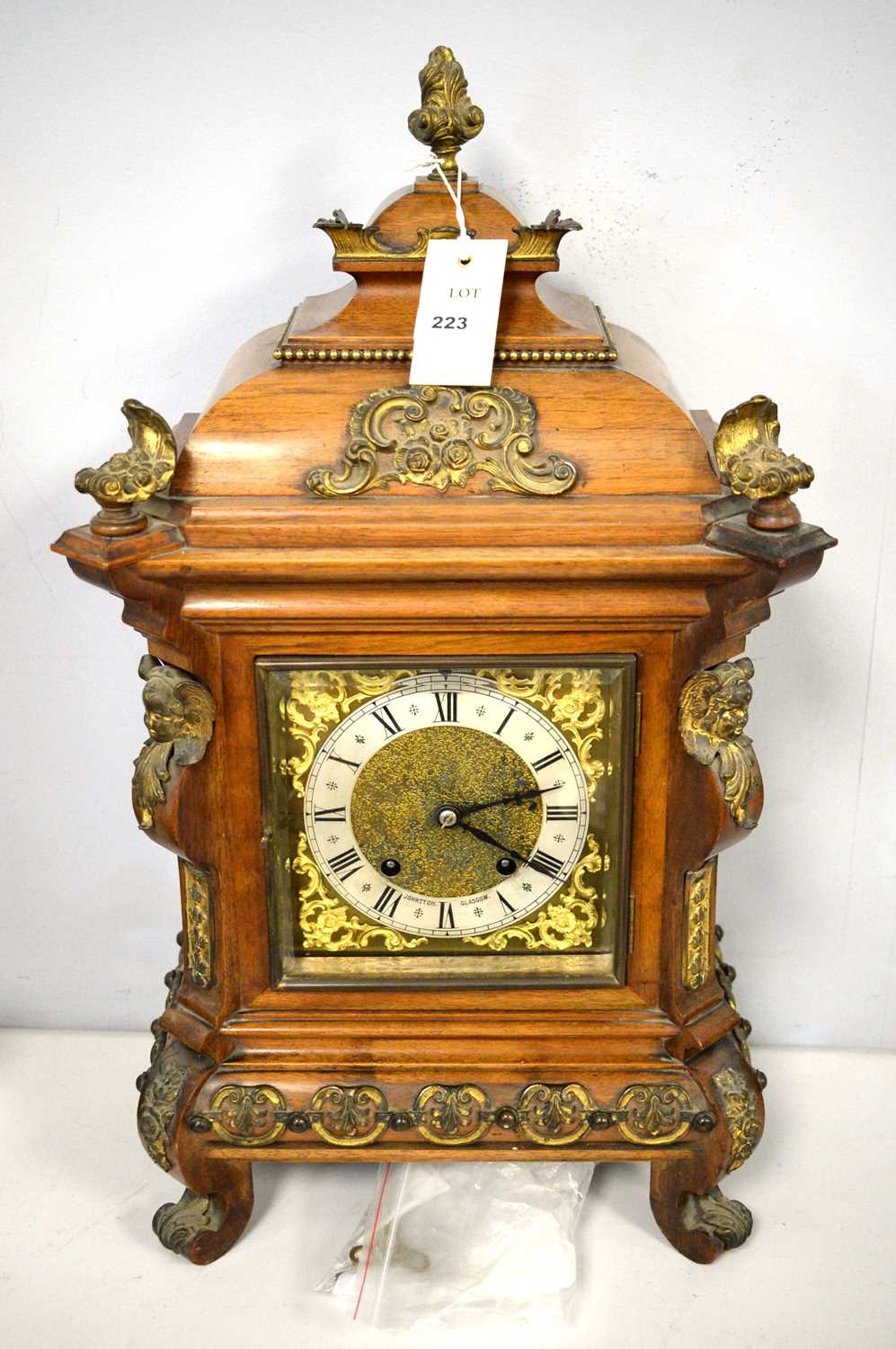 Lot 223 - Late 19th Century walnut cased mantel clock