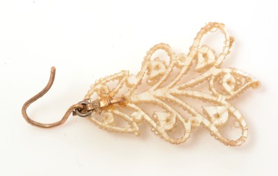 Lot 86 - A pair of Georgian seed-pearl drop earrings