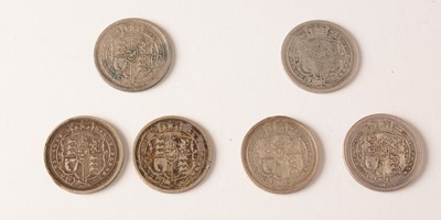 Lot 194 - Six George III shillings