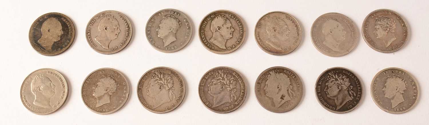 Lot 198 - A selection of George IV and William IV shillings