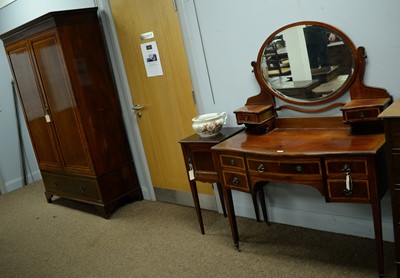 Lot 122 - Edwardian wardrobe, dressing table and pot cupboard.