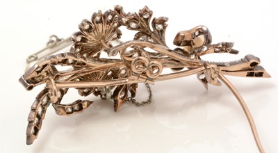 Lot 36 - A Victorian pearl and diamond floral sprig brooch