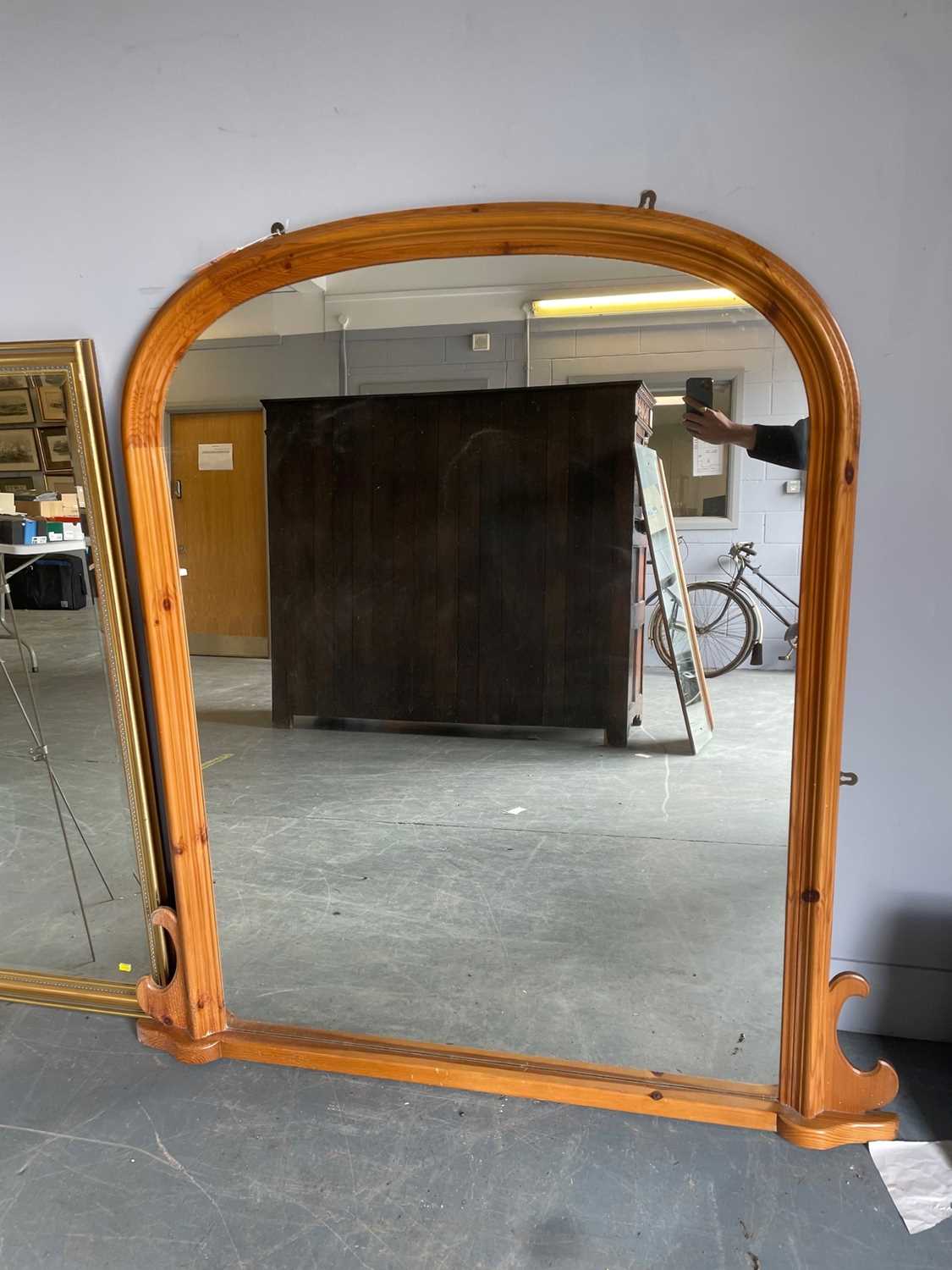 Lot 440 - 20th Century pine overmantle mirror