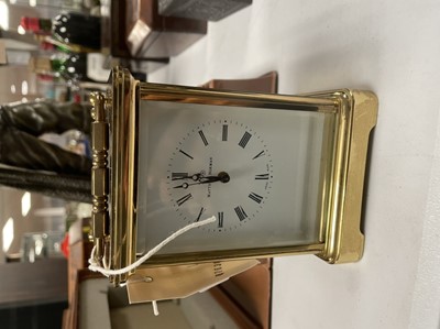 Lot 392 - 20th Century brass carriage clock, by Matthew Norman Switzerland