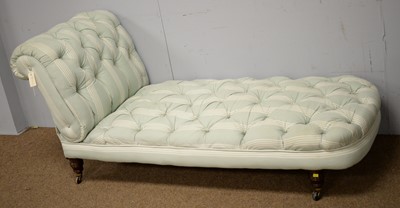 Lot 1 - A Victorian-style button upholstered drop-end chaise longue.