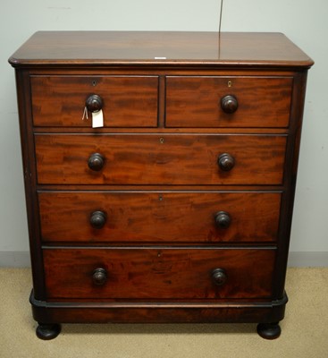 Lot 130 - A late Victorian/early 20th Century mahogany chest of drawers.