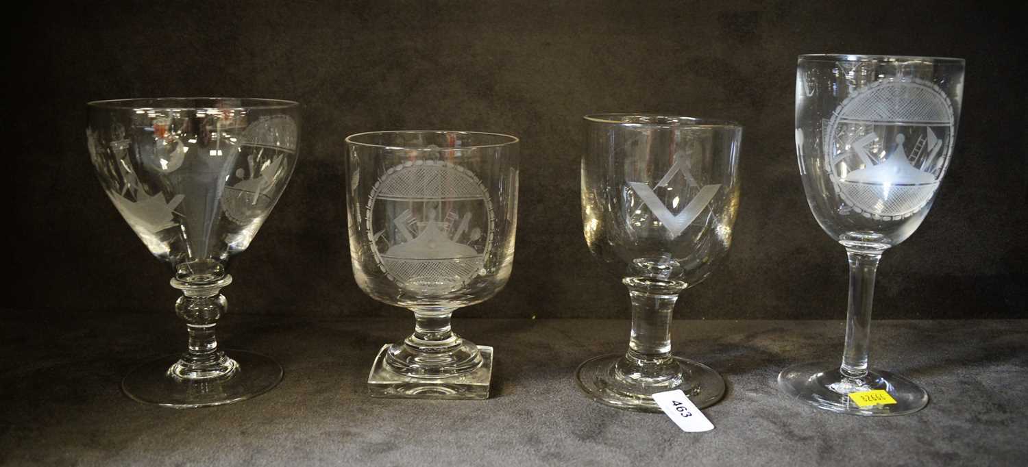 Lot 463 - Selection of four Masonic glasses