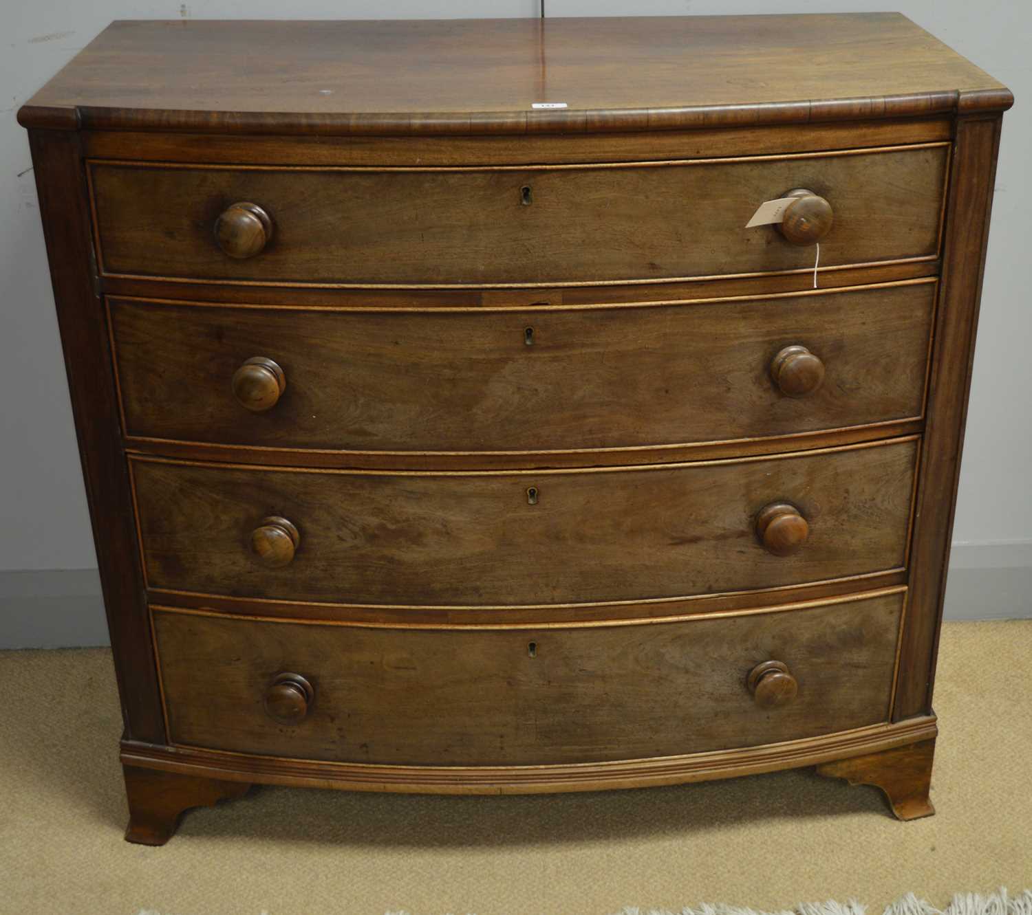 Lot 131 - Early 19th Century mahogany bowfront chest of drawers.