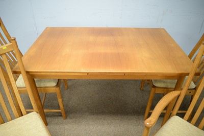 Lot 20 - A Troeds teak extending dining table; set of four Ercol dining chairs; and a single 'Siesta' chair.