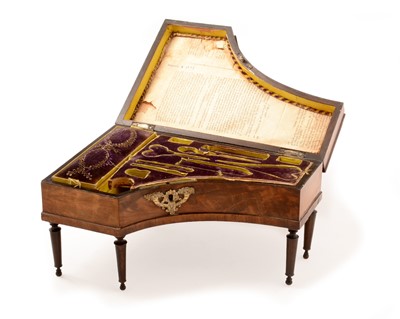Lot 517 - A 19th Century mahogany miniature grand piano necessaire