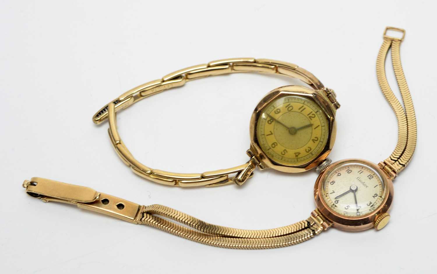 Lot 153 - Two ladies' 9ct gold cased wristwatches.