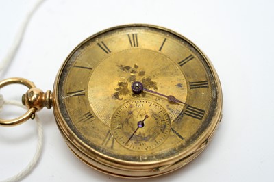 Lot 163 - A yellow-metal cased pocket watch.