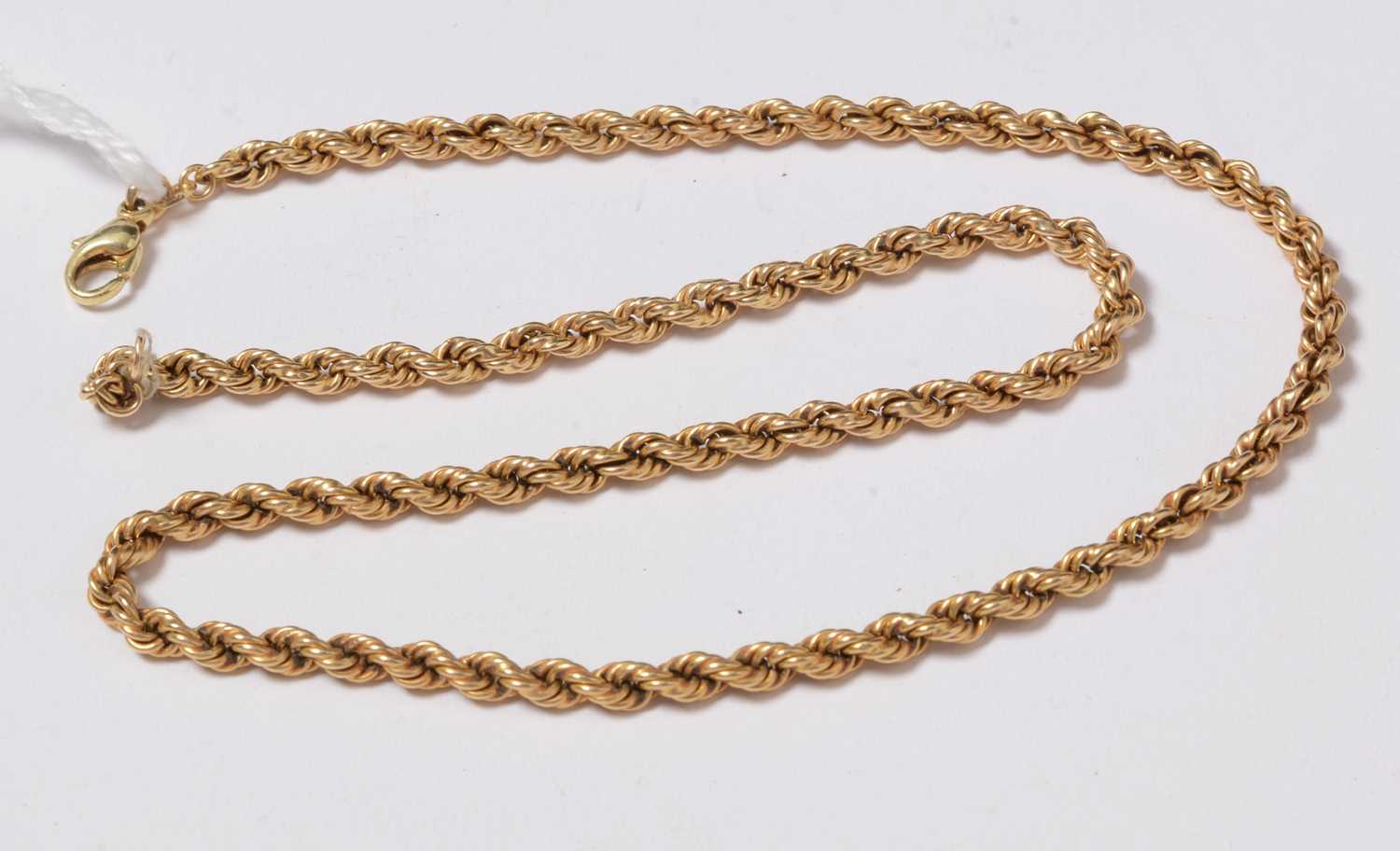 Lot 231 - A 14ct gold rope link necklace.