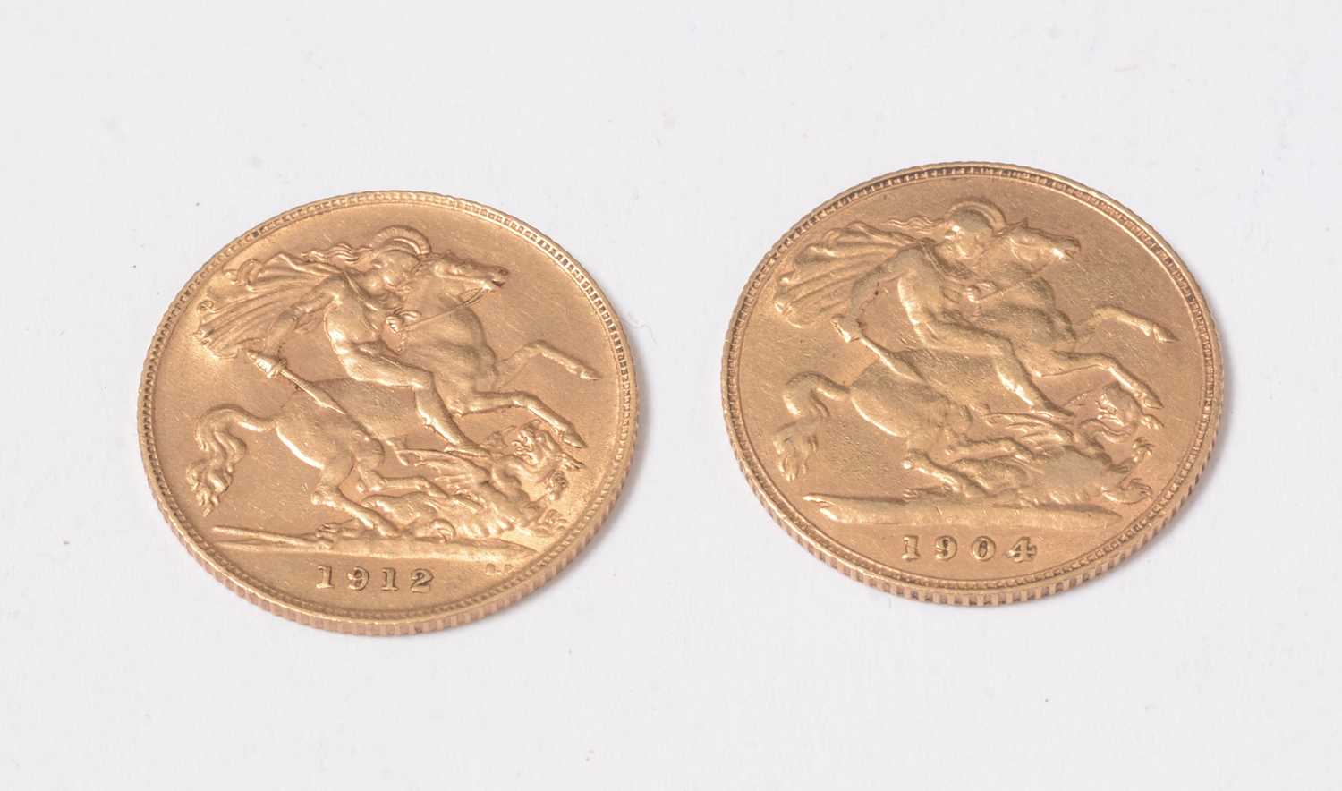Lot 238 - Two gold half sovereigns dated 1904 and 1912