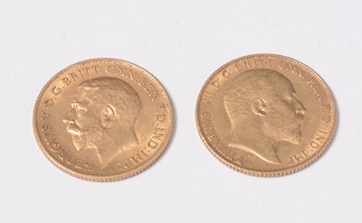 Lot 238 - Two gold half sovereigns dated 1904 and 1912