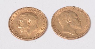 Lot 240 - Two gold half sovereigns.