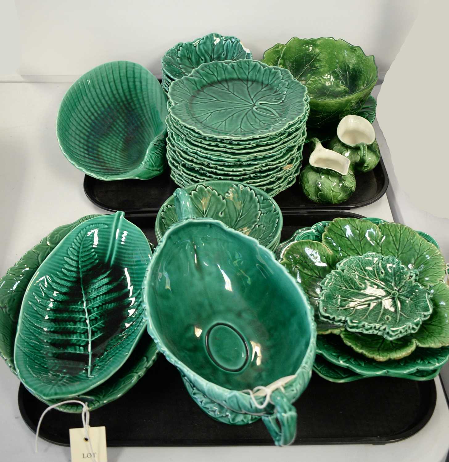 Lot 486 - Selection of Wedgwood and other green majolica ceramics