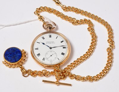 Lot 309 - A 9ct gold cased and open-faced pocket watch.