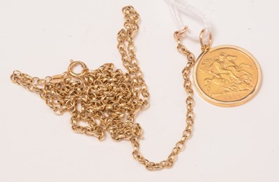 Lot 111 - A Victorian gold half-sovereign on chain.
