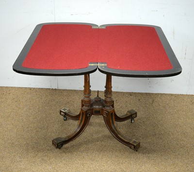 Lot 51 - Victorian ebonised and burr walnut card table.