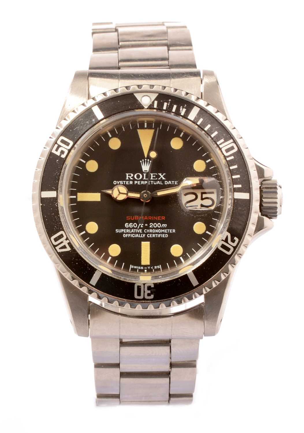 18 - A stainless steel Rolex Oyster Perpetual Date 'Red Writing' Submariner bracelet watch,