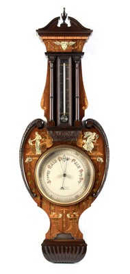 Lot 503 - An Edwardian inlaid rosewood barometer, by T.B. Winter, Newcastle upon Tyne