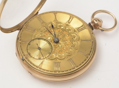 Lot 22 - A Victorian 18ct yellow gold cased open faced pocket watch