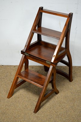 Lot 54 - A reproduction mahogany metamorphic library chair/steps.