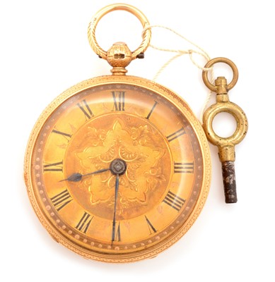 Lot 23 - A George III 18ct yellow gold open faced pocket watch