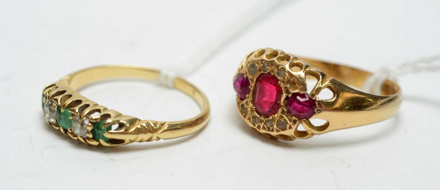 Lot 182 - Two antique gold rings.