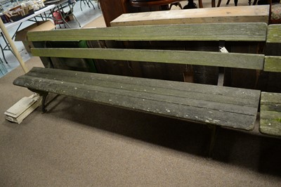 Lot 80 - Two vintage cast iron and wooden garden benches.