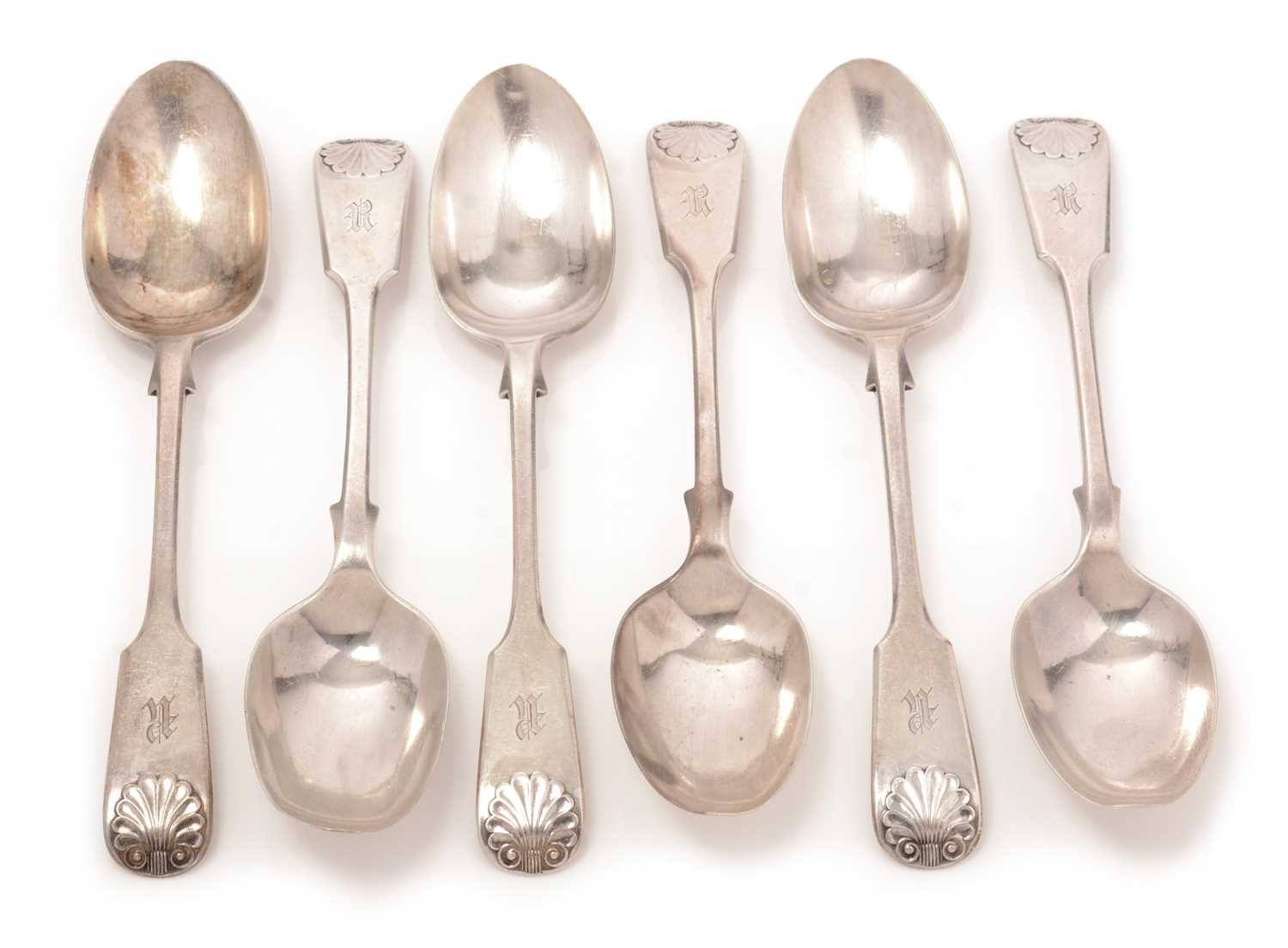 Lot 195 - A set of six silver dessert spoons