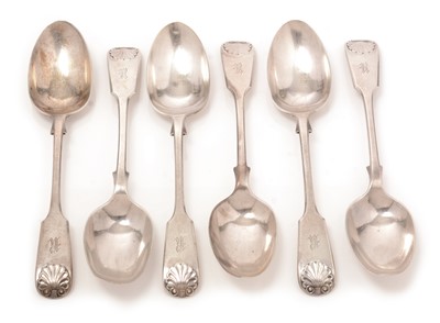 Lot 195 - A set of six silver dessert spoons