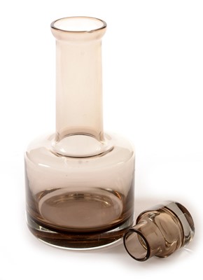 Lot 18 - Mid century brown glass decanter and stopper.