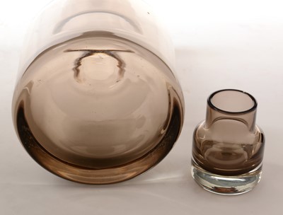 Lot 18 - Mid century brown glass decanter and stopper.