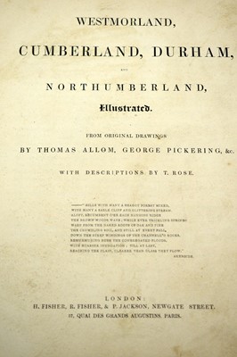 Lot 360 - Westmorland, Cumberland, Durham, and Northumberland Illustrated, by Thomas Rose