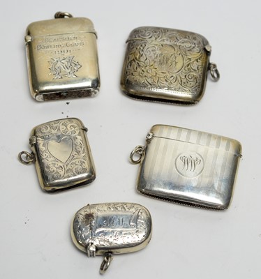 Lot 212 - Five silver vesta cases