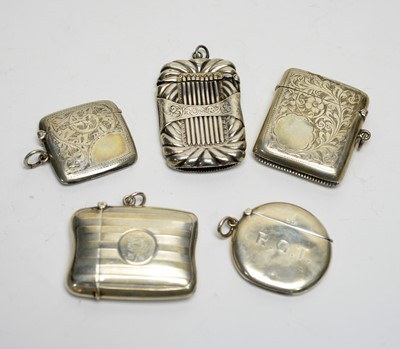 Lot 218 - Five silver vesta cases