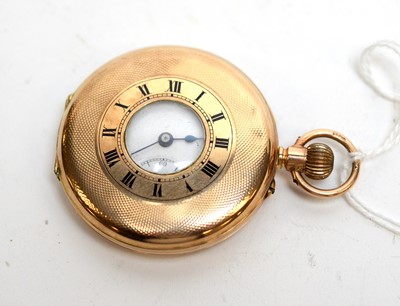 Lot 346 - A 19th Century yellow-metal cased half hunter pocket watch.
