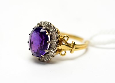 Lot 272 - An amethyst and diamond cluster ring