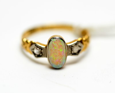 Lot 288 - An opal and diamond ring