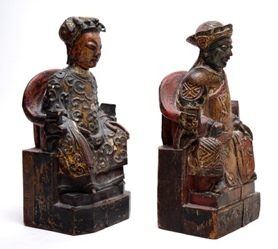 Lot 329 - pair of Burmese wood figures