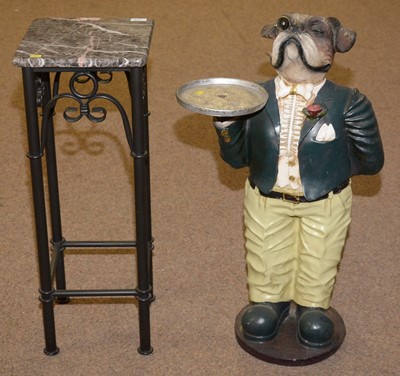 Lot 211 - A 20th Century resin bulldog butler waiter and another occasional table